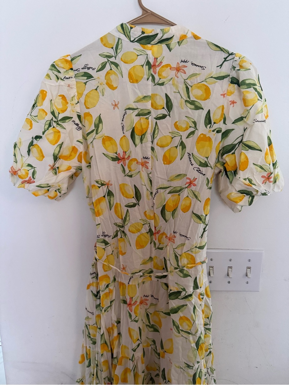 H&M Women’s Lemon-Print Button Front Dress Top - Yellow/Green - Picture 2 of 4